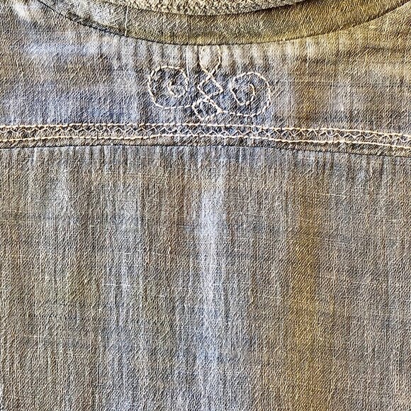 1960s India Cotton Gauze Embroidery Hippie Boho Wood Button Festival Shirt Large - Picture 11 of 16